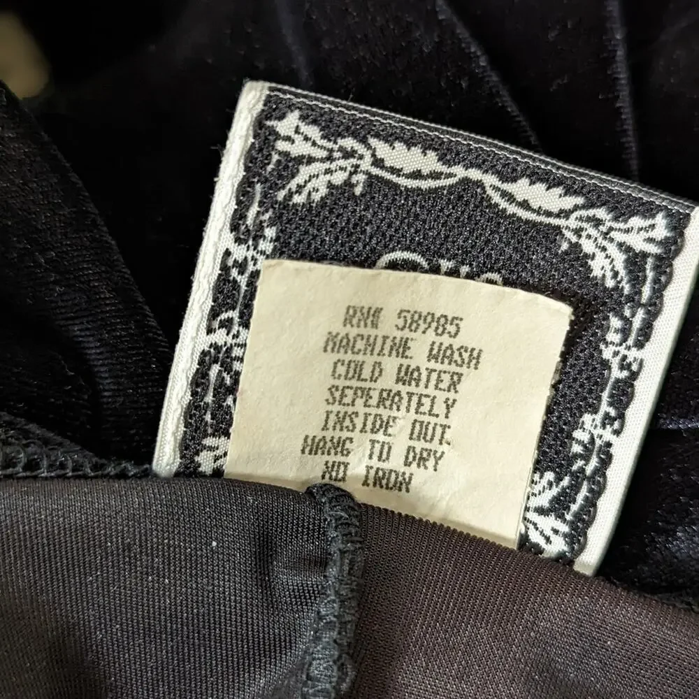 VINTAGE Dressing Clio Black Velvet Maxi Dress Size M - Picture 7 of 8